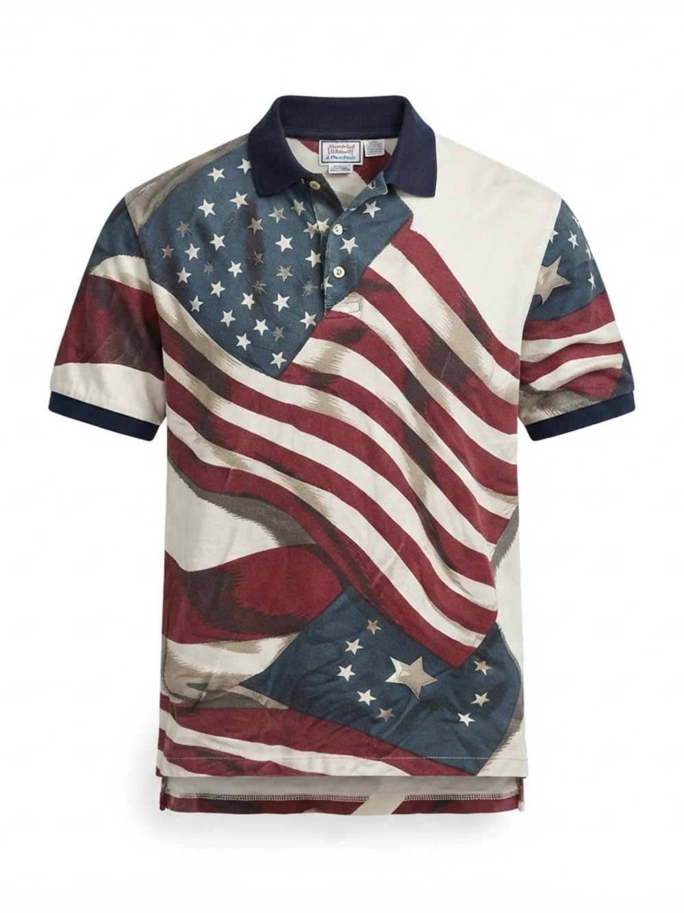 American Heritage Patriotic Flag Print Polo Shirt